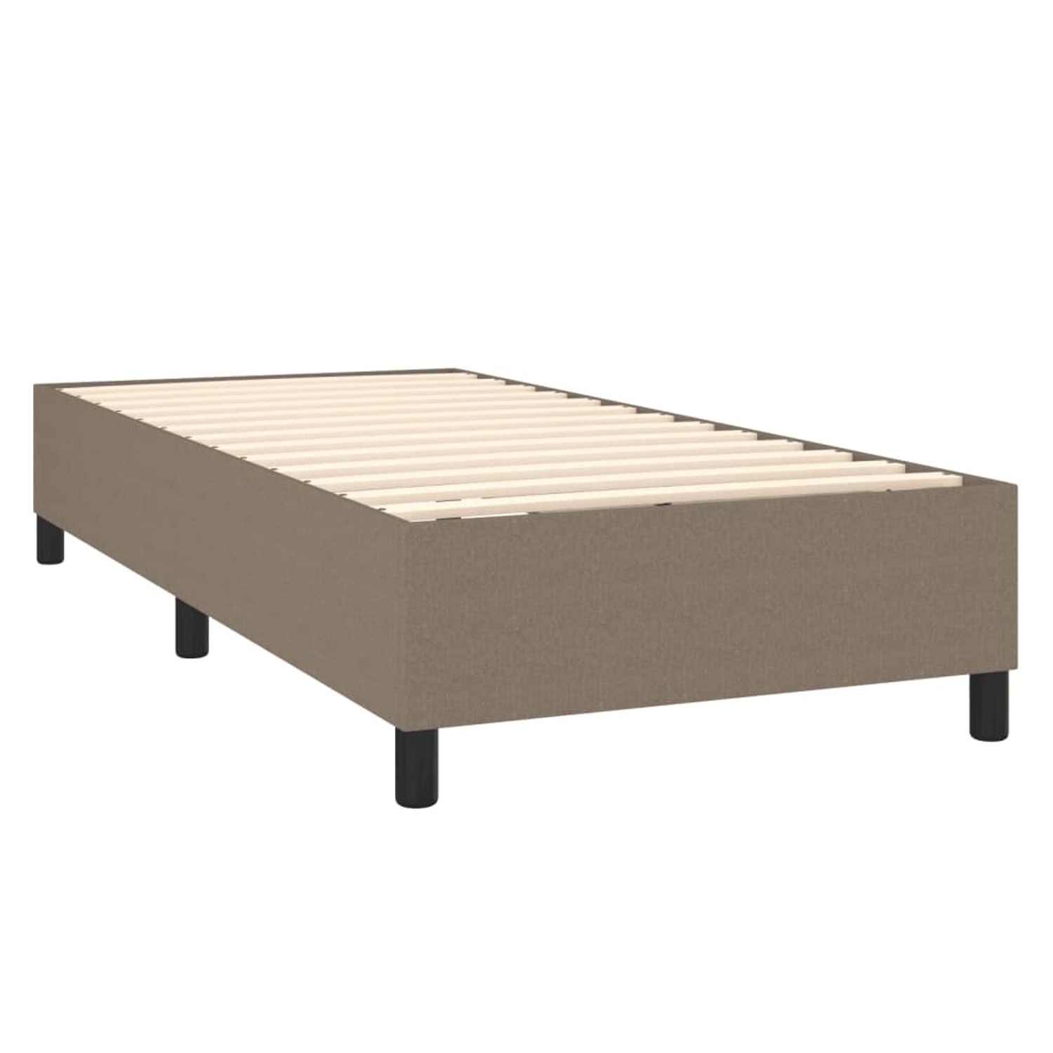 Boxspringbett in Taupe, Stoffbezug, ohne Matratze. Bett für erholsamen Schlaf.