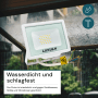 Weißer LUXULA LED Strahler 20W, warmweißes Licht, wasserdicht und schlagfest, Slim Design.
