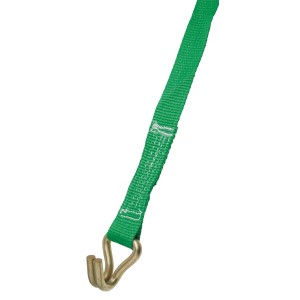 Grüner LUX Zurrgurt mit Doppelspitzhaken, 35 mm breit und 6 m lang.