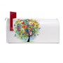Weißer US-Briefkasten mit Motiv Märchenzauberbaum, Stahl pulverbeschichtet, rote Fahne.
