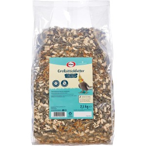 Elles Großsittichfutter 2,5kg im transparenten Beutel, Mischung aus Saaten und Kernen.