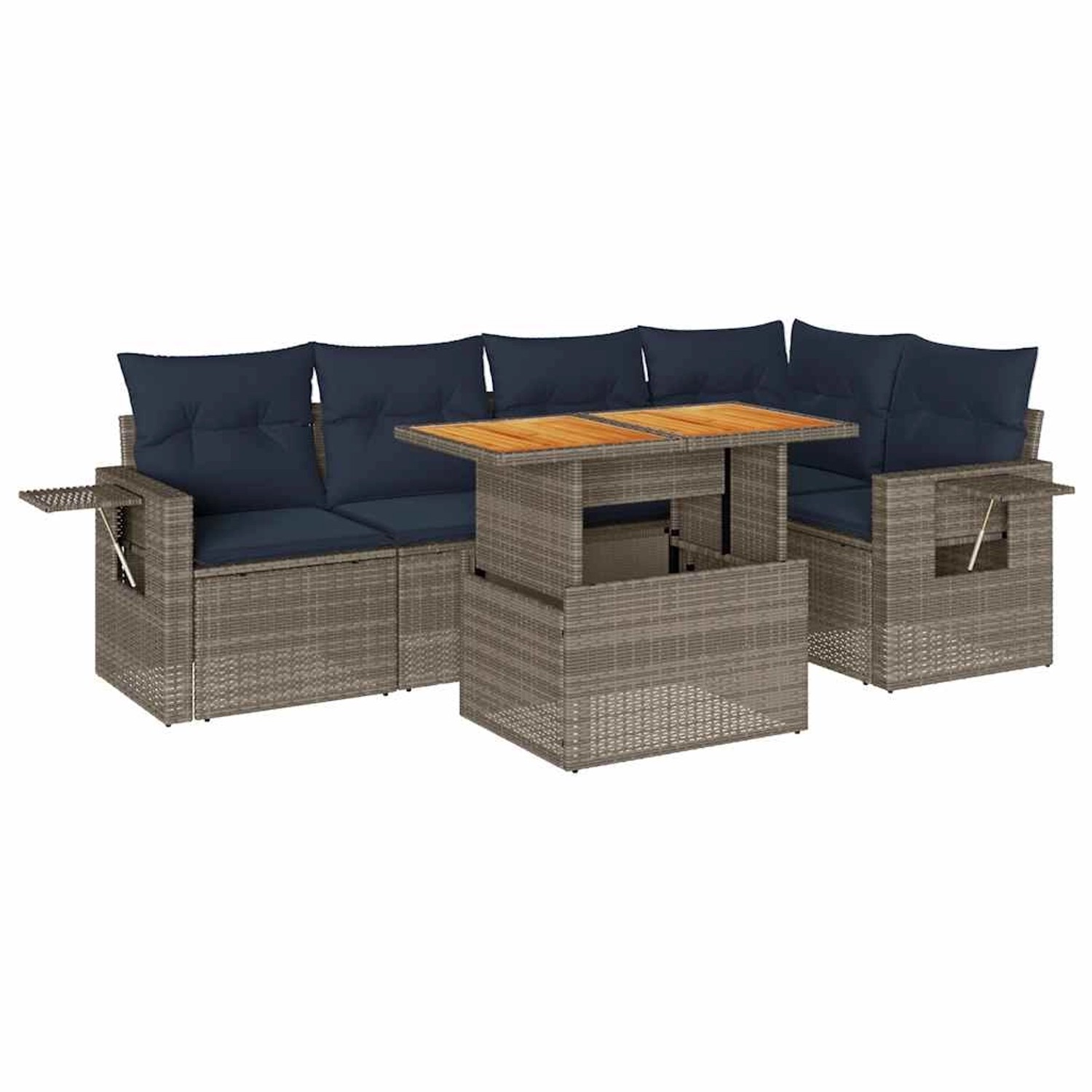 vidaXL 6-Tlg Garten-Sofagarnitur mit Kissen Grau Poly Rattan 3327155 günstig online kaufen