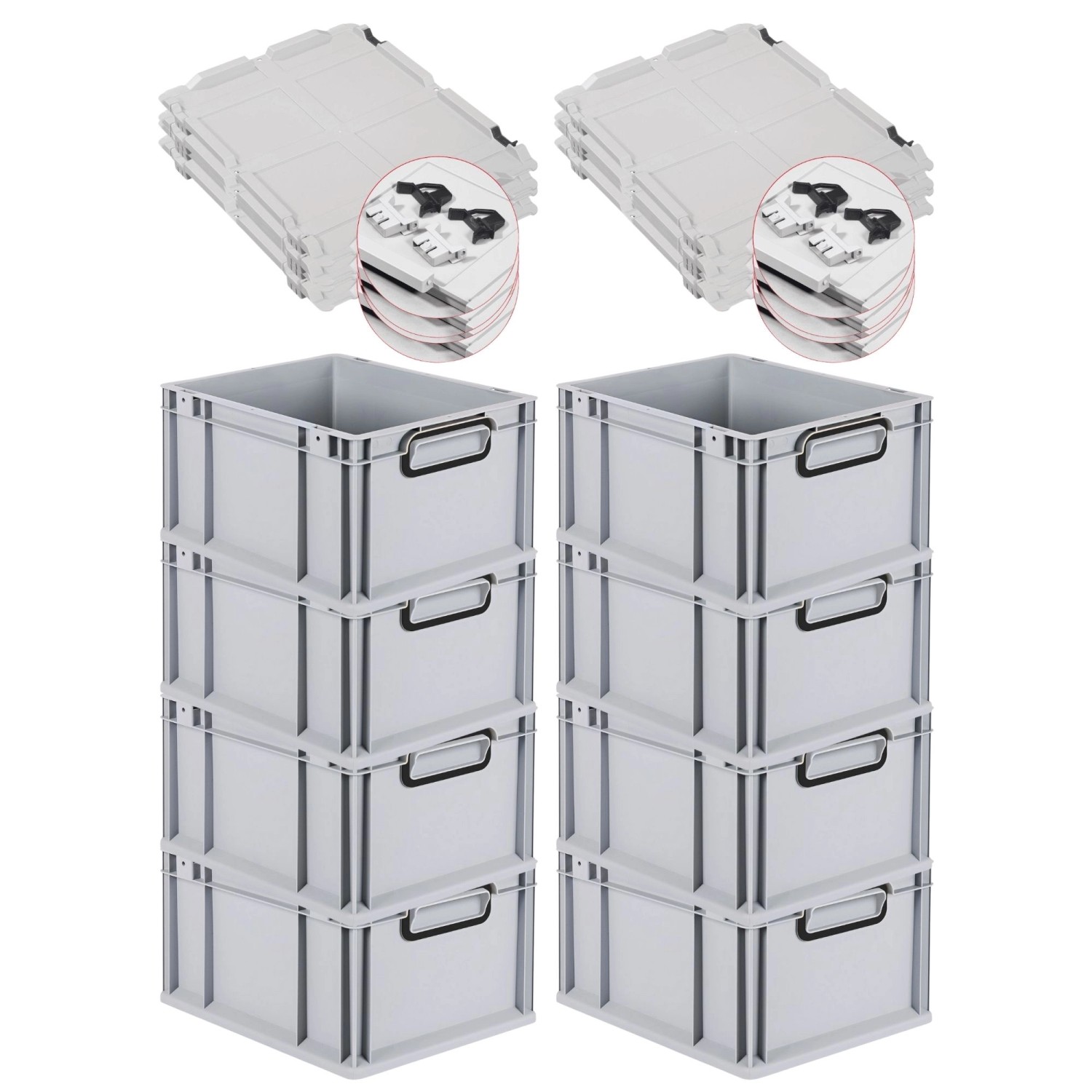 PROREGAL SuperSparSet 8x Eurobox Nextgen Color Mit Scharnierdeckel HxBxT 22 günstig online kaufen