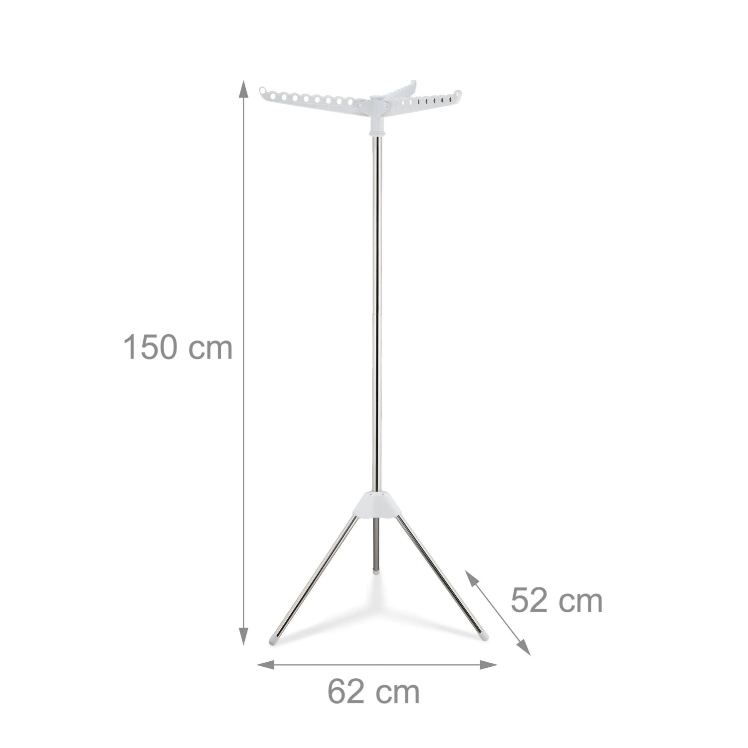 Klappbarer Kleiderbügelständer aus Edelstahl und Kunststoff, silber/weiß, für 27 Kleidungsstücke. Ideal für Hemden.