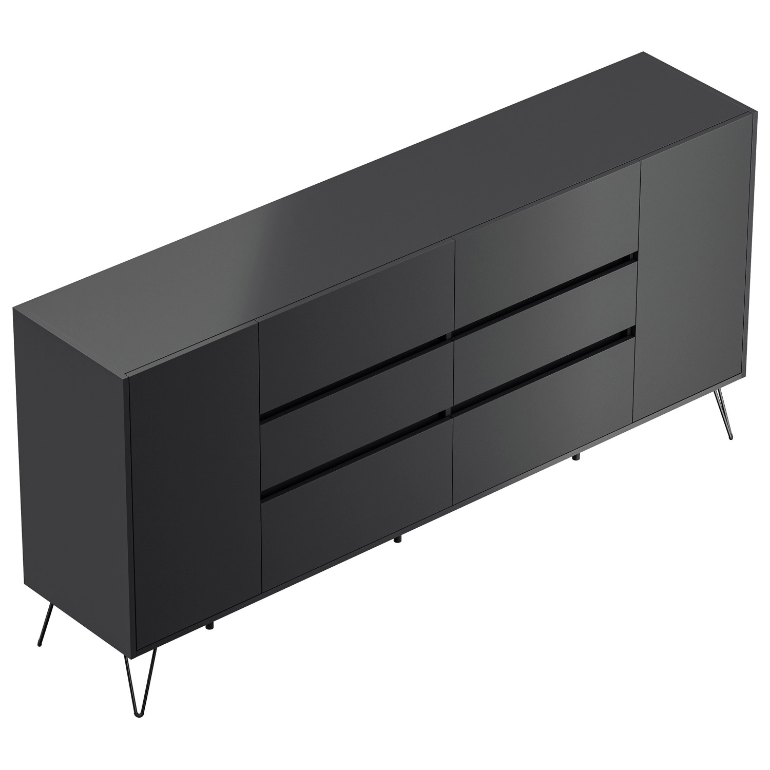 Posseik Sideboard Industrial R 6 Schubladen 2 Türen 200 cm Grafit günstig online kaufen