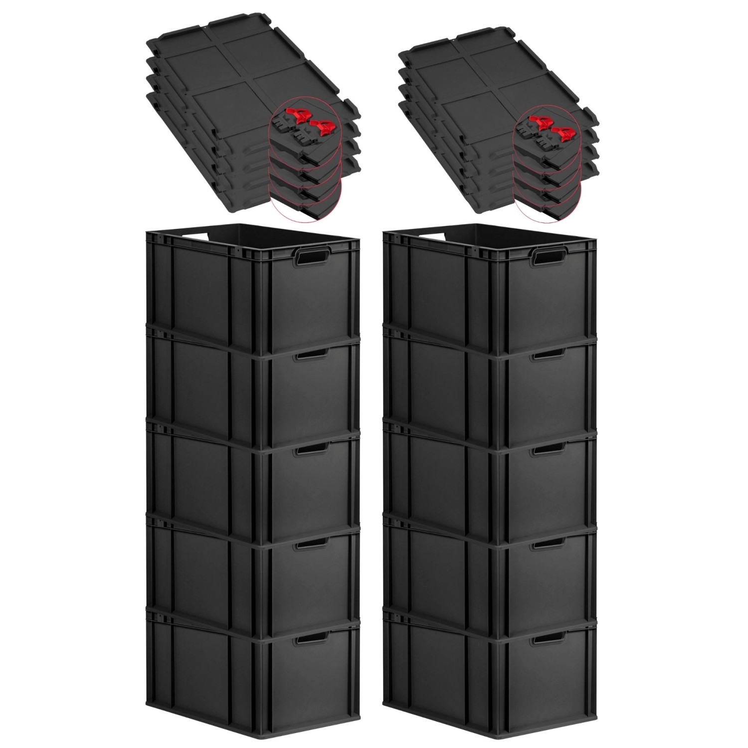 PROREGAL SuperSparSet 10x Eurobox Nextgen Grip Mit Scharnierdeckel Und Rote günstig online kaufen