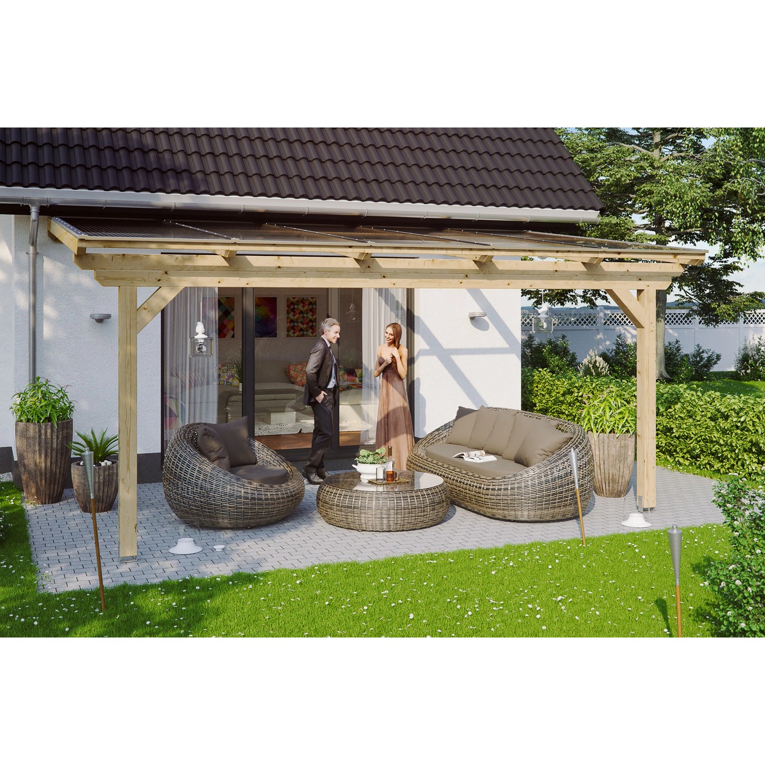 Skan Holz Terrassenüberdachung Ancona 541 cm x 350 cm