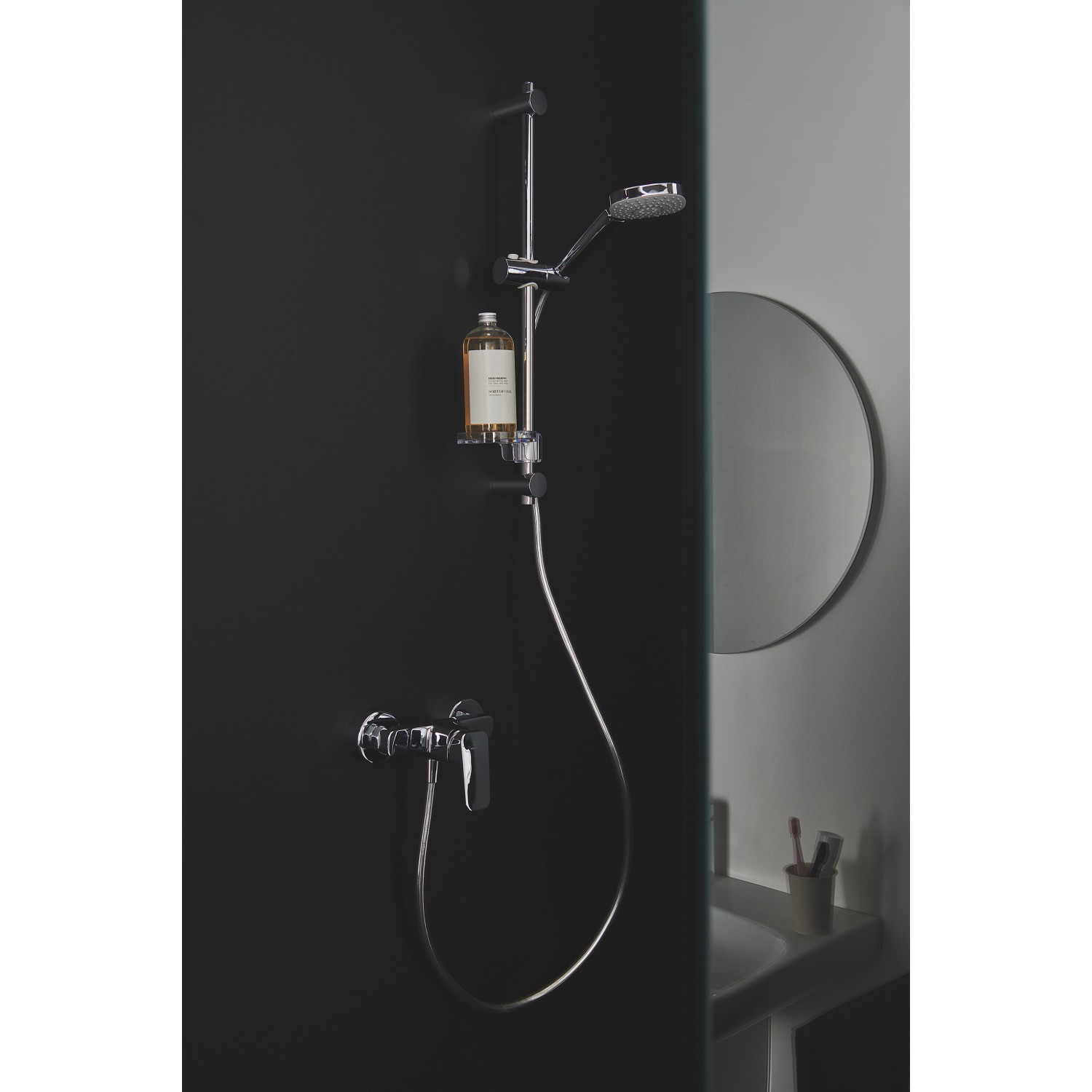 Ideal Standard Ceraplan Brausearmatur Aufputz, Chrom, mit Brause-Set und Ablage.