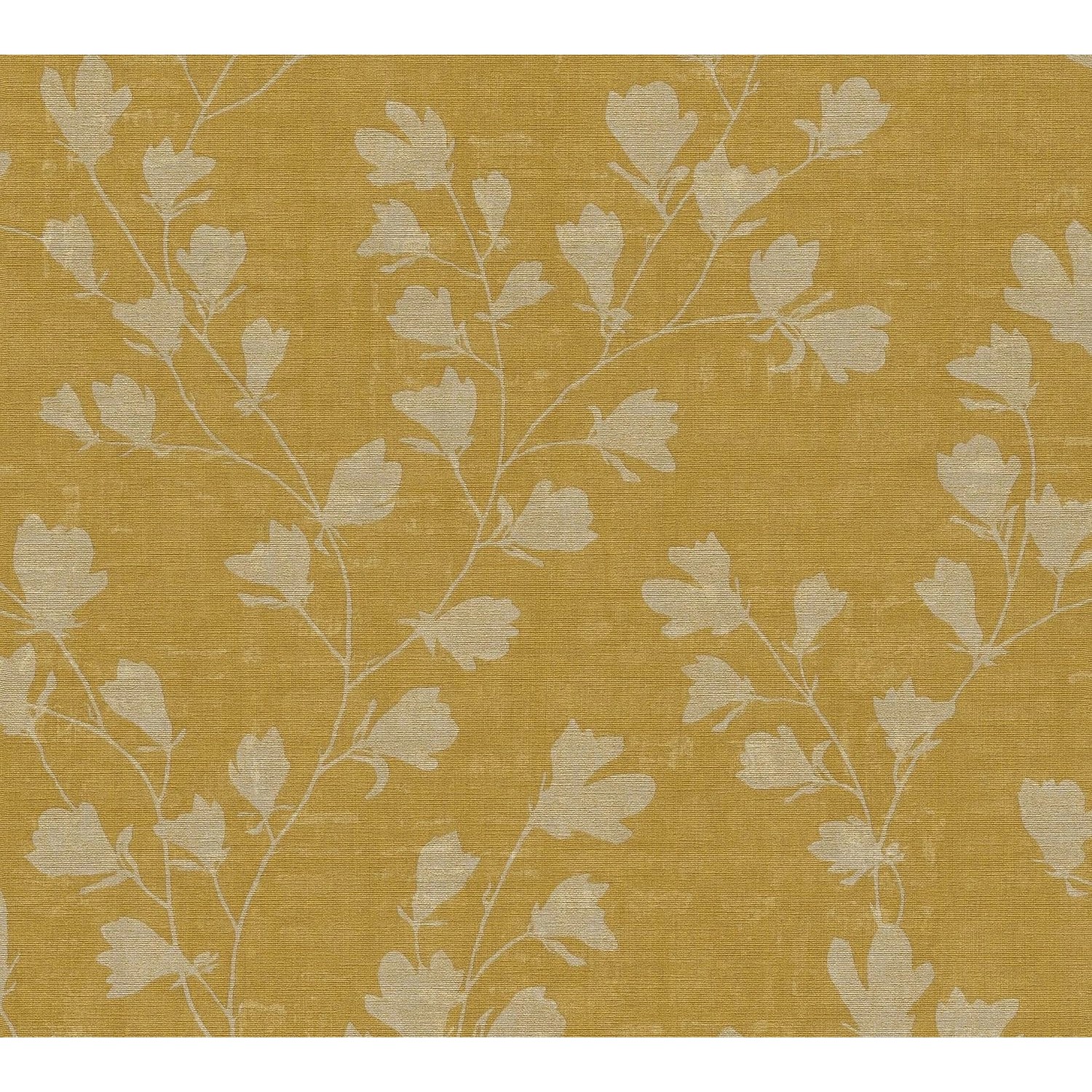PROFHOME 387471-GU Blumen Tapete Textiloptik Matt Gelb Gold ocker-Gelb 0,53 günstig online kaufen