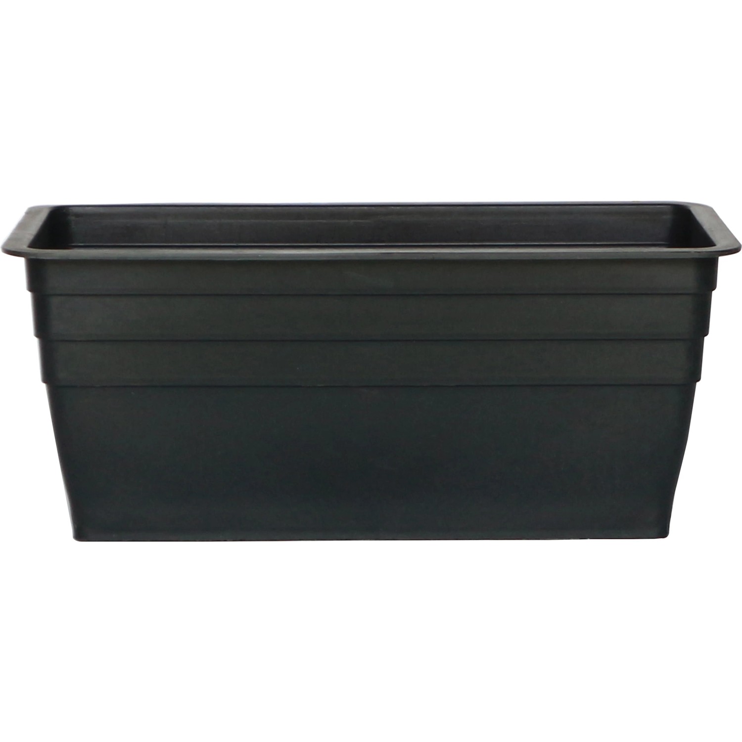 Anthrazit-schwarzer Polyrattan Balkonkasten, 40x28x22 cm, für Balkonpflanzen.