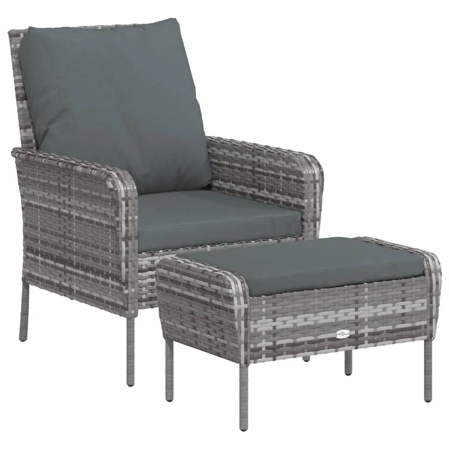 Furnicato Gartenstuhl Grau Pe Rattan Mit Fußhocker 69 X 78 X 88 Cm