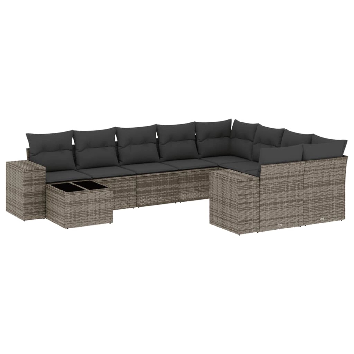 vidaXL 10-Tlg Garten-Sofagarnitur mit Kissen Grau Poly Rattan 3223059 günstig online kaufen