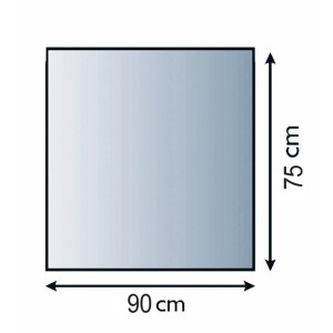 Rechteckige Lienbacher Funkenschutzplatte aus Glas, 75x90cm, für Kamin und Ofen.
