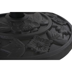 Detailaufnahme: Halbrunder, schwarzer MCW Sonnenschirmständer Lorca mit floralem Muster.