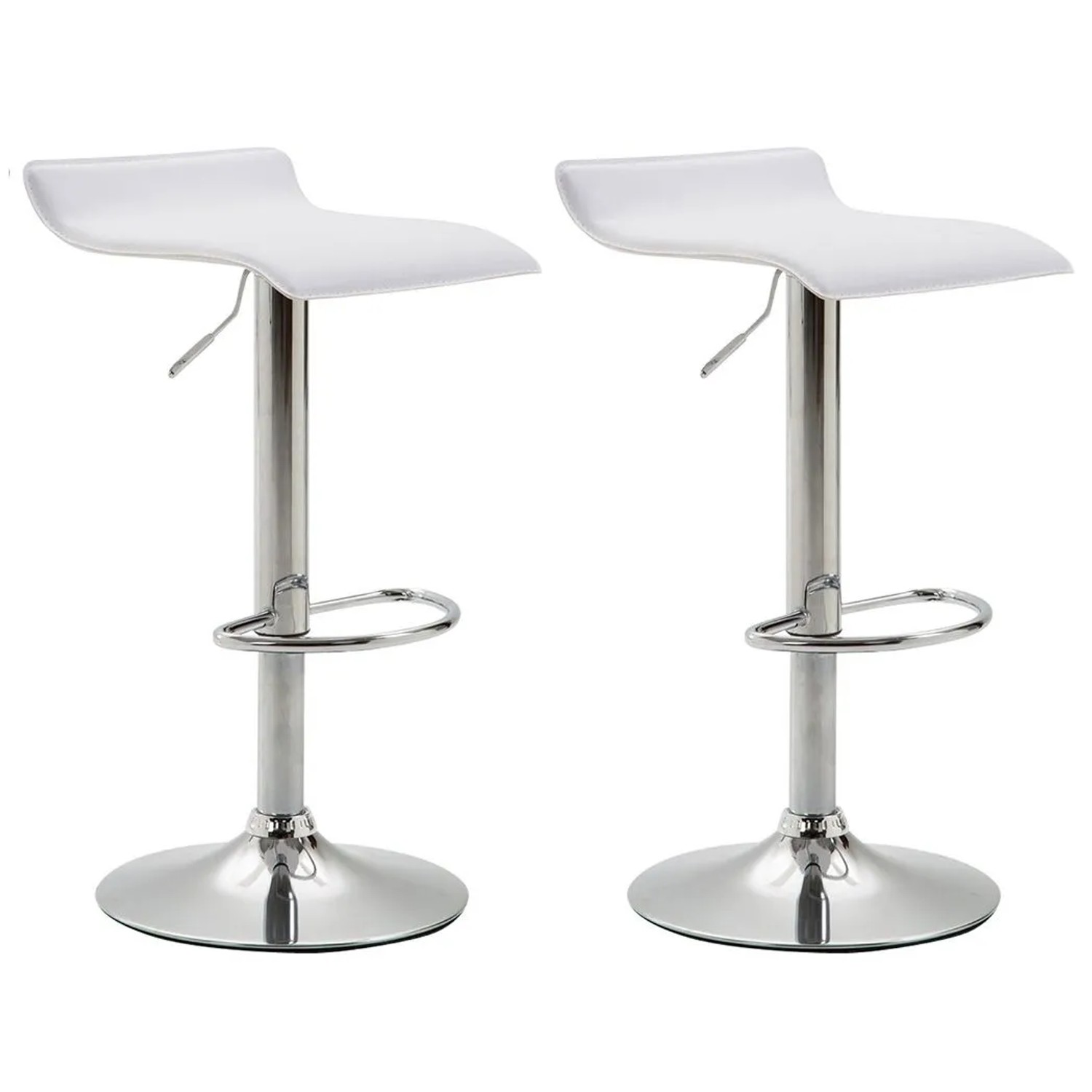 CLP 2er Set Barhocker Dyn V2 Kunstleder Weiß/Chrom