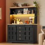 Merax Sideboard 150x120 cm LED Steckdose Weinregal 4 Schubladen Bar_2