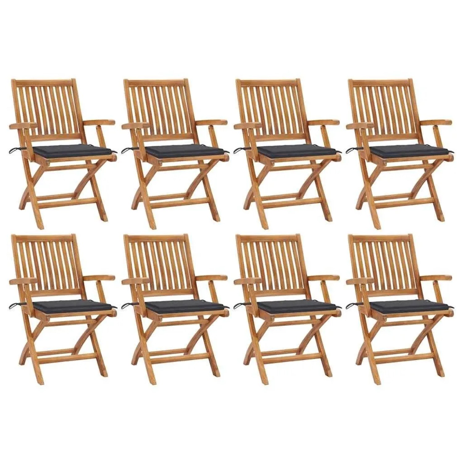 vidaXL Klappbare Gartenstühle mit Kissen 8 Stk Massivholz Teak 3072777 günstig online kaufen