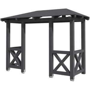 Skan Holz Vordach Wismar 5, schiefergrau lasiert, 351x134cm, aus Konstruktionsvollholz.