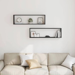 vidaXL Würfelregale 2 Stk Schwarz Eichen-Optik 100x15x30 cm 862058