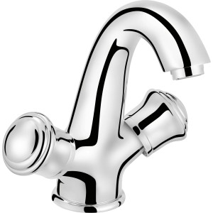 baliv Waschtischarmatur WT-5100 Chrom, Zweigriffmischer mit geschwungenem Auslauf.