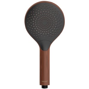 Wenko Handbrause Watersaving Wood, Ø 12cm, Holz-Optik, 3 Strahlarten für Dusche und Bad.