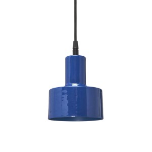 Blaue PR Home Solo Pendelleuchte: Elegante Hängelampe aus Metall mit Textilkabel.