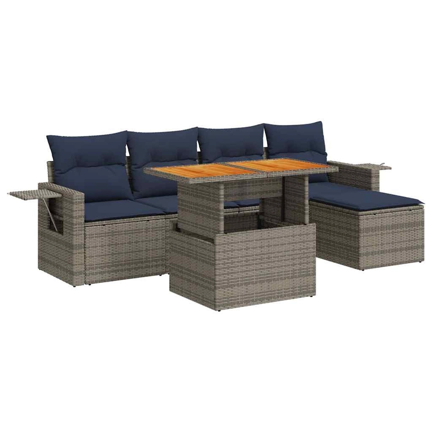 vidaXL 6-Tlg Garten-Sofagarnitur mit Kissen Grau Poly Rattan 3327141 günstig online kaufen