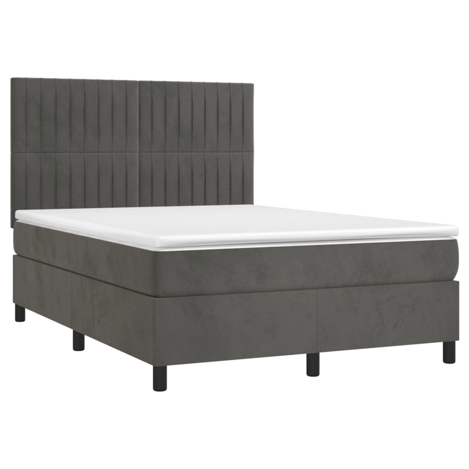 vidaXL Boxspringbett mit Matratze & LED Dunkelgrau 140x200 cm Samt 3136246 günstig online kaufen
