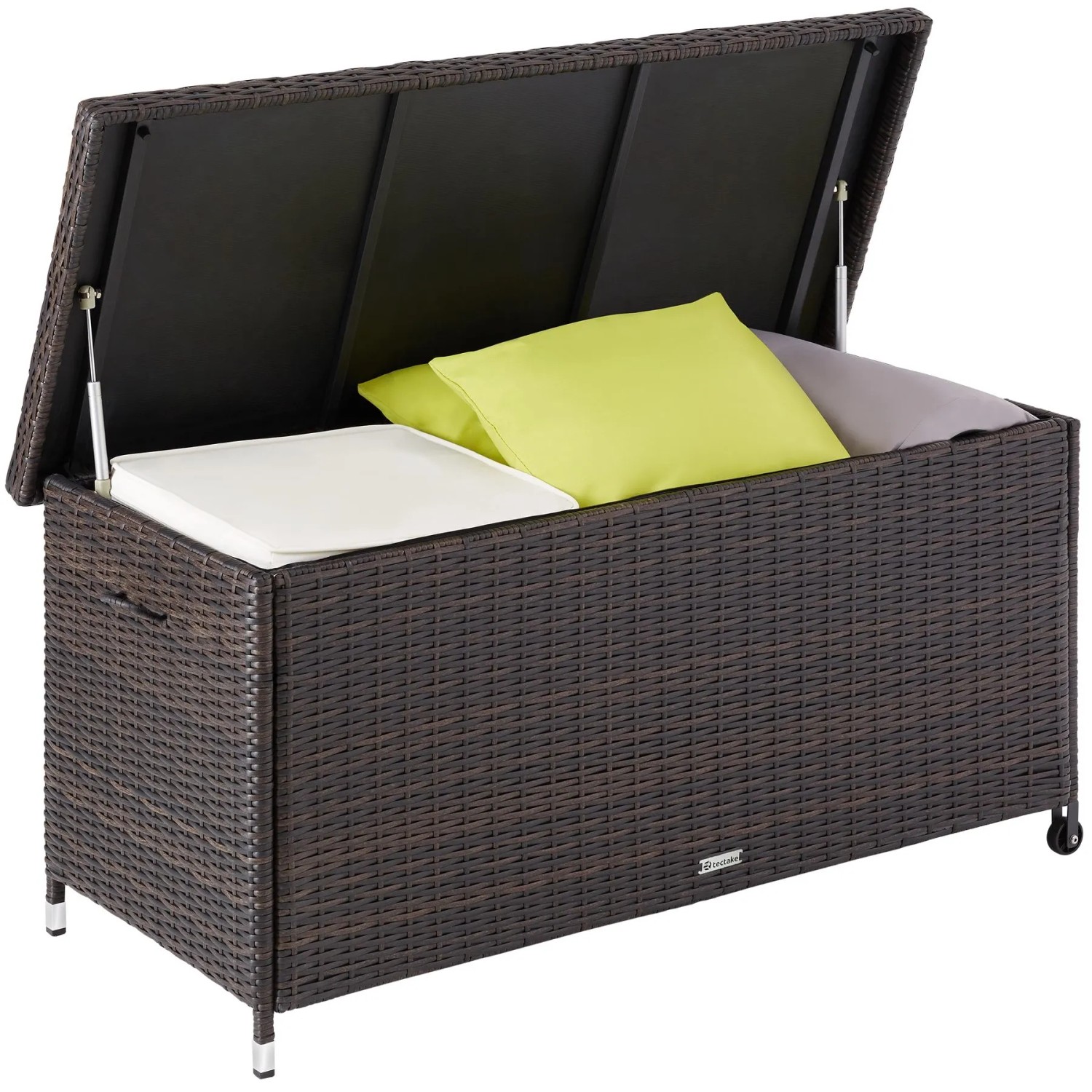 Tectake Auflagenbox Kiruna 270 L  Mit Rattangeflecht 2 Griffschlaufen und 2 günstig online kaufen