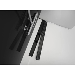 Alcadrain Duschrinne, 650mm, schwarz-matt, mit Rand für perforierten Rost.