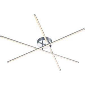 Moderne LED-Deckenleuchte Tiriac in Nickel matt mit schwenkbaren Leuchtelementen.