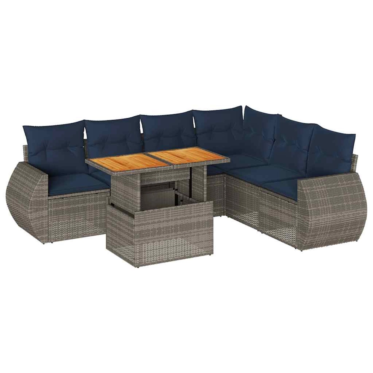 vidaXL 7-Tlg Garten-Sofagarnitur mit Kissen Grau Poly Rattan 3327274 günstig online kaufen