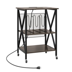 Costway 3 Ebenen Beistelltisch mit Plattenablagen Sofatisch Holz