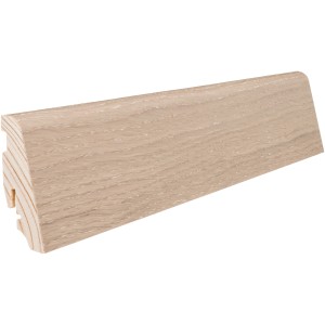 Sockelleiste Eiche Sandgrau, versiegelt, 58x19x2200 mm, für einen sauberen Bodenabschluss.