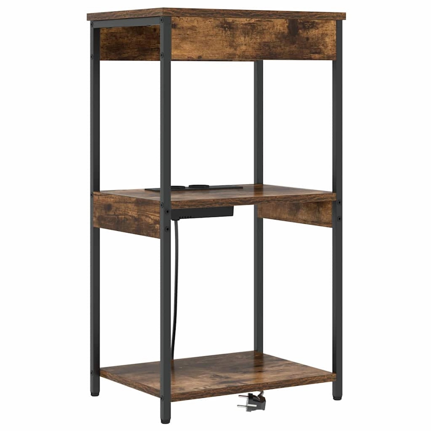 vidaXL Nachttisch mit Ladestation mit Regal Räuchereiche Holzwerkstoff 8595 günstig online kaufen