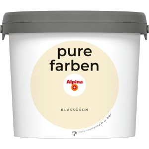 Eimer Alpina Wandfarbe Pure Farben Blassgrün, 2,5 l, matte Innenfarbe.