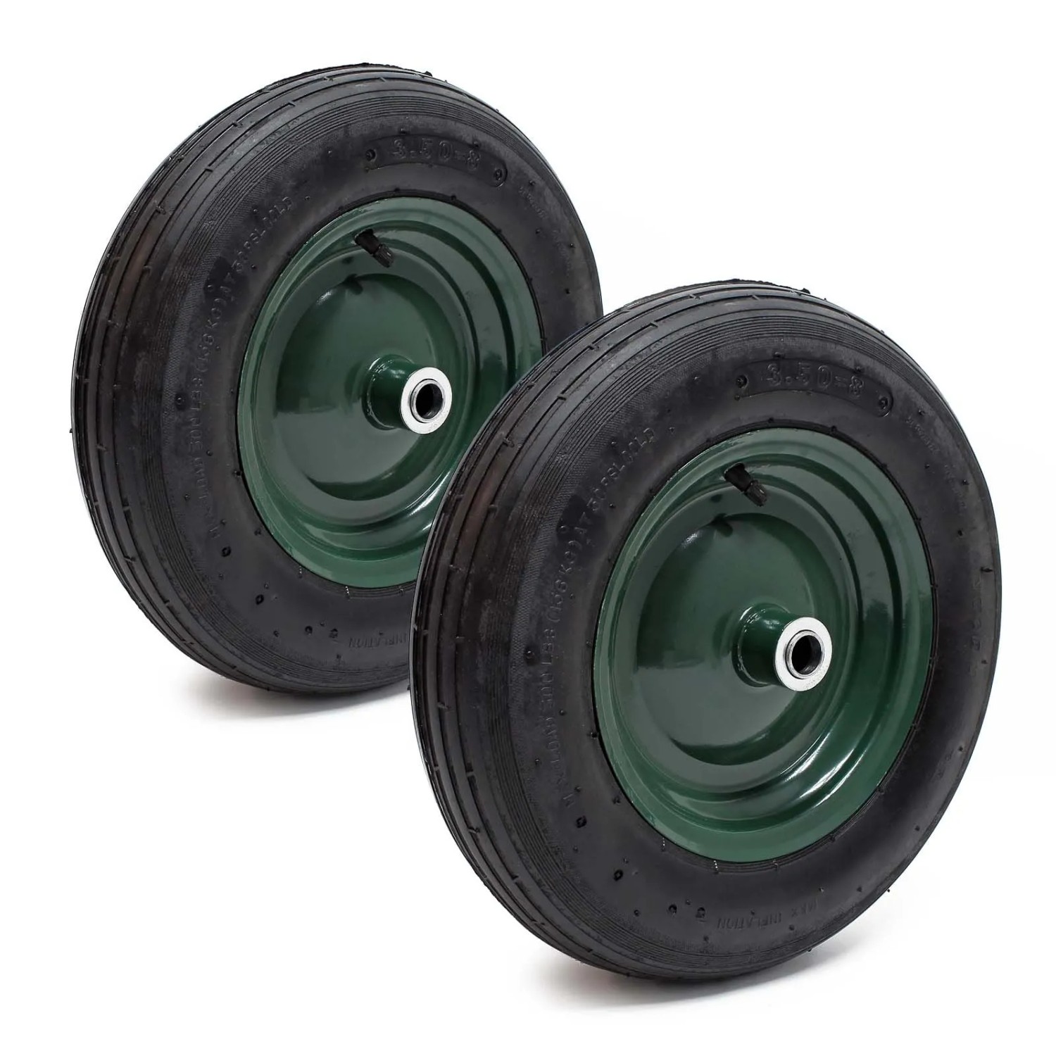 Wiltec 2X Rad Reifen 3.50-8 130Kg Winkelventil Luftreifen Ersatzrad Sackkarre