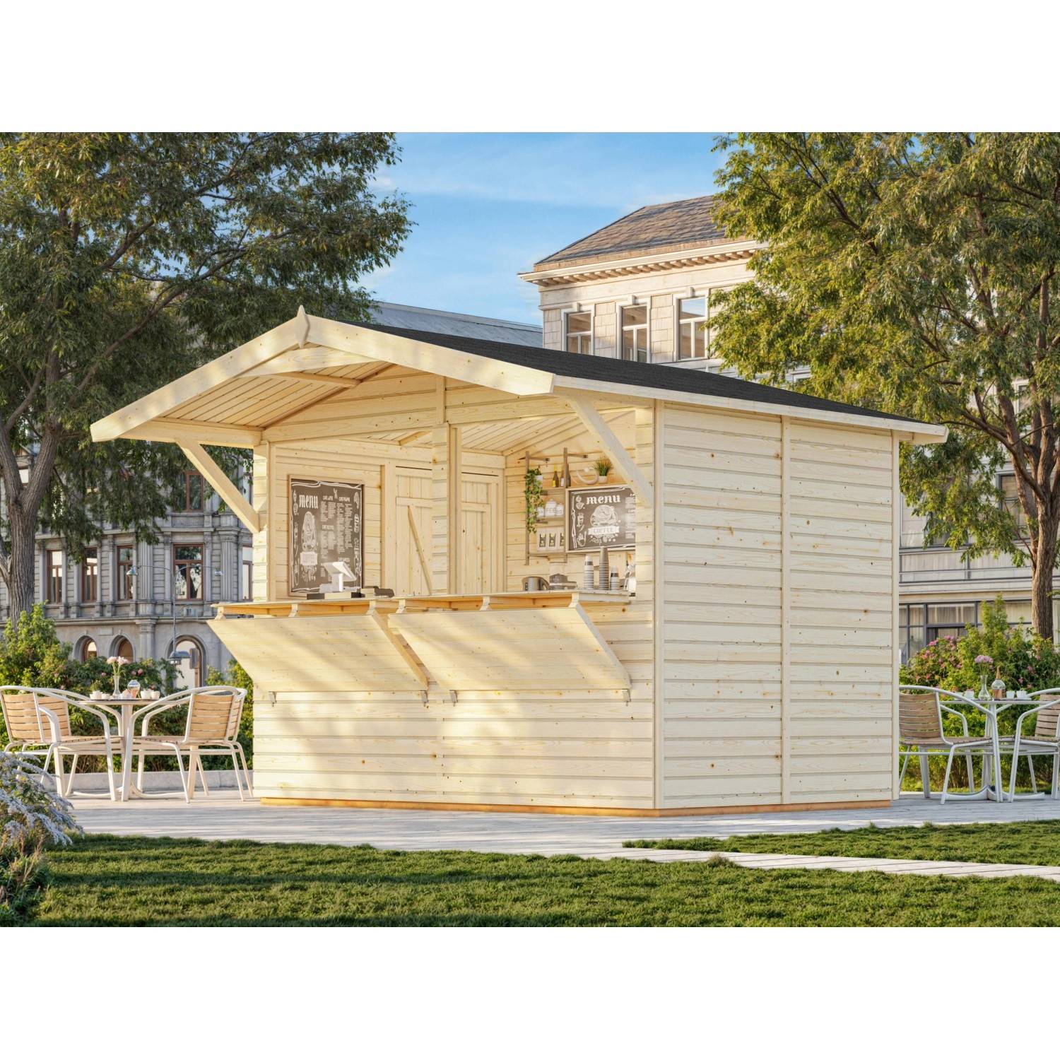 Palmako Marktstand Stella 273 x 190 cm Lackiert Weiß FSC® günstig online kaufen