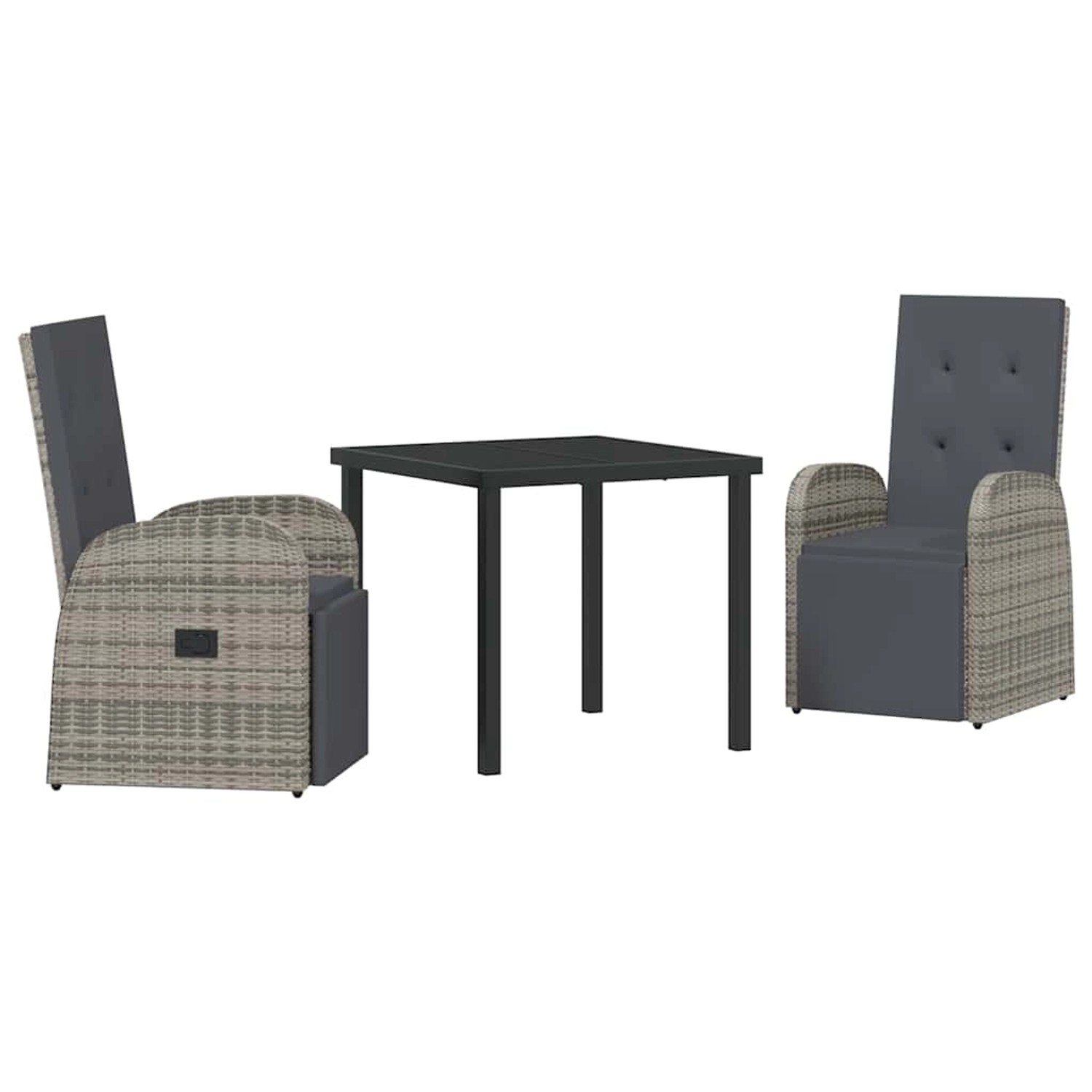 vidaXL Garten Essgruppe mit Kissen 3-Tlg Grau Poly Rattan 3379485 günstig online kaufen
