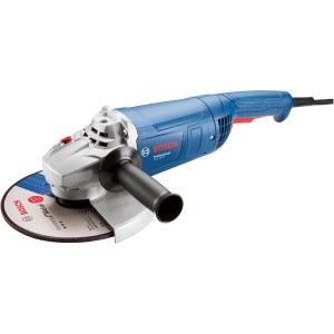 Bosch Professional GWS 2000 P Winkelschleifer mit Schleifscheibe und Zusatzhandgriff.