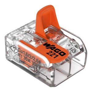 Wago Compact Hebelklemme 221-612, 2-polig, für Leiter von 0,5-6 mm²