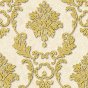 Barock Tapete Jacopo in Creme und Gold mit floralen Ornamenten.