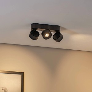 Schwarze Arcchio LED Deckenleuchte Rotari, 3-flammig aus Aluminium für Wohnzimmer.
