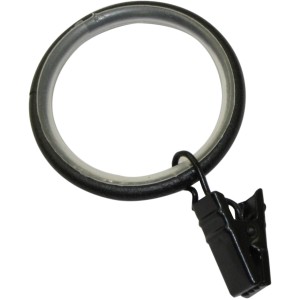 Gardinia Gardinenring Industrial Home, schwarz, mit Gleiteinlage und Klemme, 10er-Set.