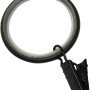 Gardinia Gardinenring Industrial Home, schwarz, mit Gleiteinlage und Klemme, 10er-Set.