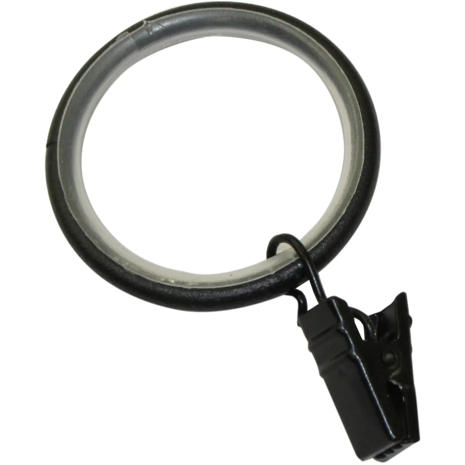 Gardinia Gardinenring Industrial Home, schwarz, mit Gleiteinlage und Klemme, 10er-Set.