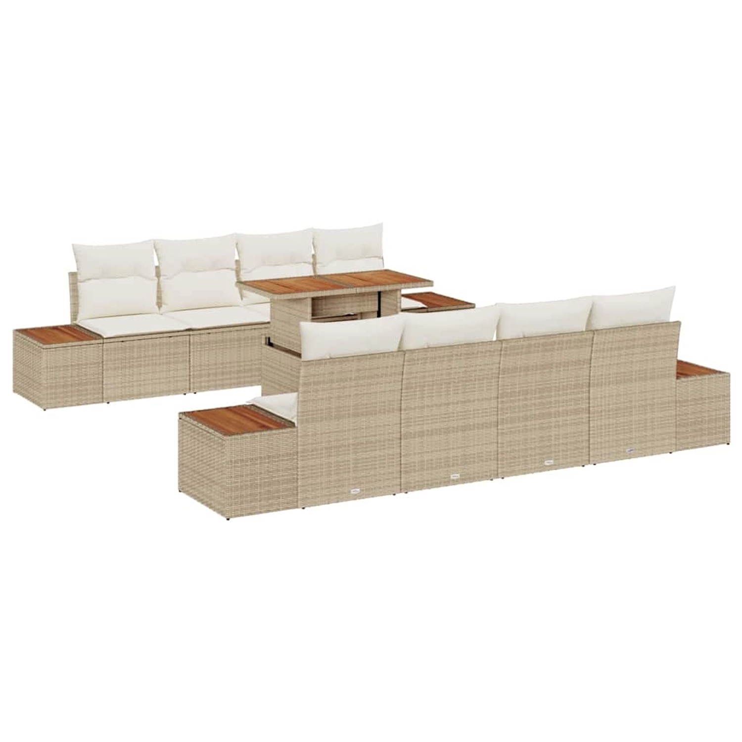 vidaXL Garten-Sofa-Set mit Speicher 9-Tlg Beige Poly Rattan 3358790 günstig online kaufen
