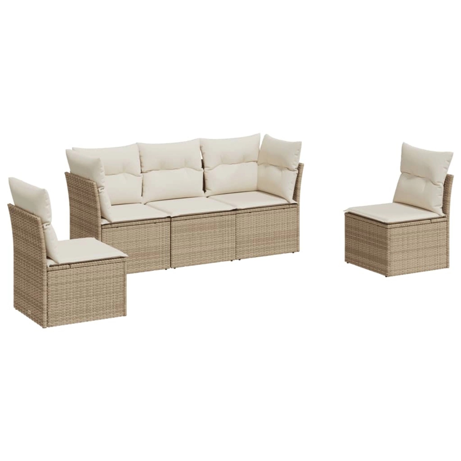 vidaXL 5-Tlg Garten-Sofagarnitur mit Kissen Beige Poly Rattan 3217348 günstig online kaufen