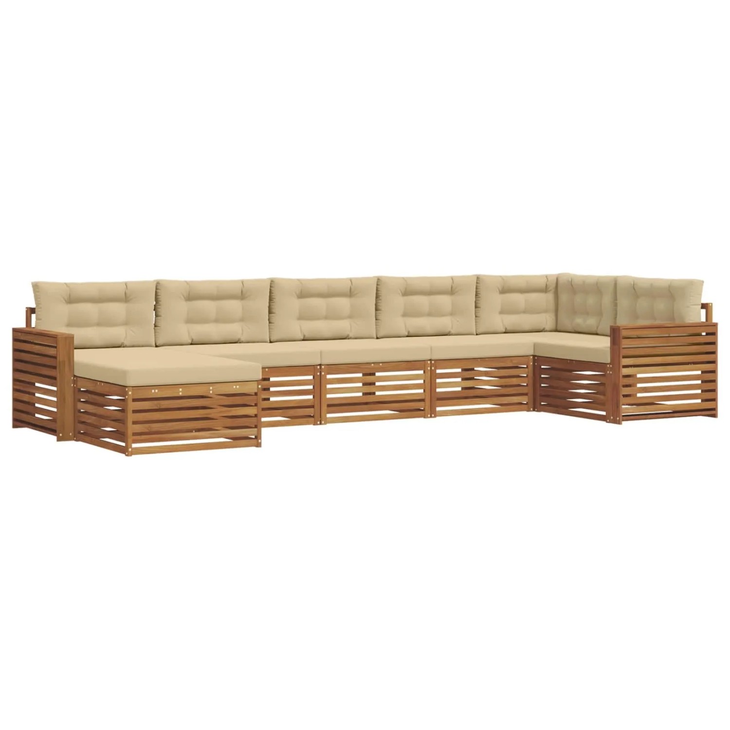 vidaXL Sofagarnituren 7 Tlg Natur und Beige Massivholz Akazie 3373828