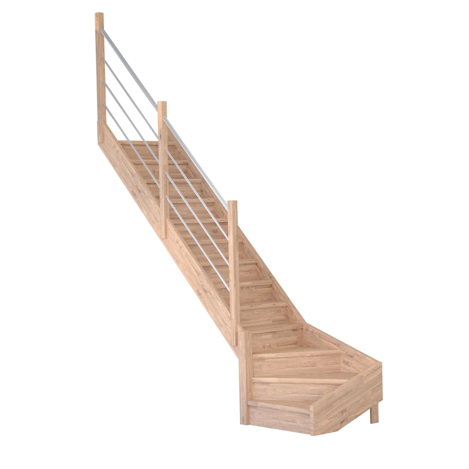 Treppe Mykonos Pro Eiche Gew. L 90 cm Setzstufen Holz-Edelstahl-Geländer FS günstig online kaufen